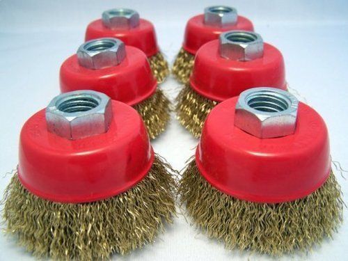 (6 pack) 2.5&#034; cup brush wire m10x1.5 angle grinder m10 for sale