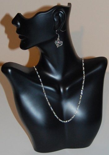 Necklace Earring Combination Combo Countertop Figurine Bust Display Blk 7&#034; x 9&#034;H