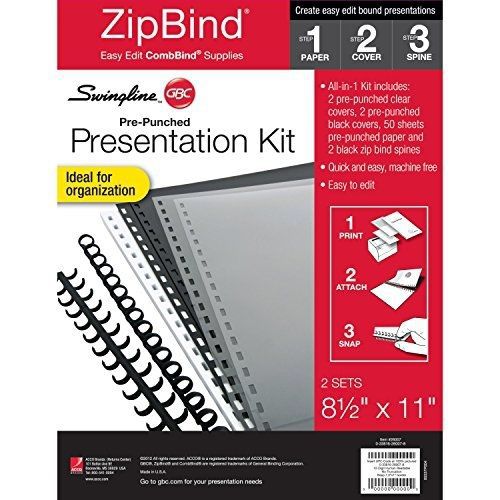 Swingline GBC ZipBind Pre-Punched Presentation Kit, Spines, Covers &amp; Paper
