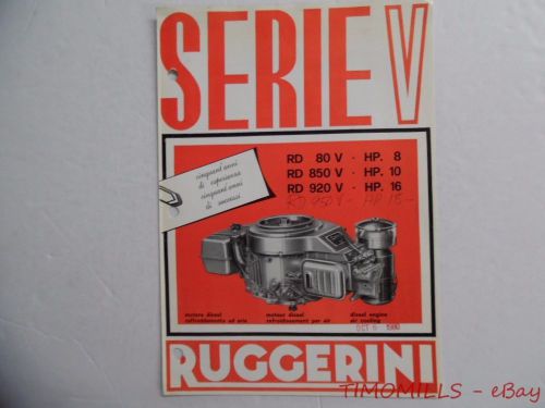 1980 RUGGERINI Serie V Italian Diesel Engine Motor Catalog Brochure Vintage VG