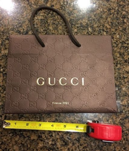 AUTHENTIC GUCCI RETAIL STORE SHOPPING PAPER BAG TOTE WHITE BROWN LOT