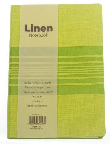 Grandluxe Green Linen Notebook, Large, 5.5 x 8.3 Inches