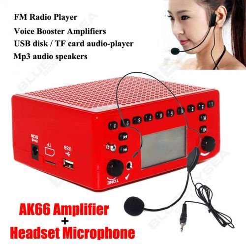 Aker AK66 Portable Loud Voice Booster Amplifier AMP Speaker W/Mic Fr Coacher Red