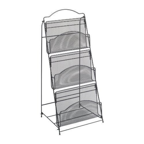 Safco Products 6460BL Onyx Mesh Floor Rack 3 Pocket Black Trade Accessory Set