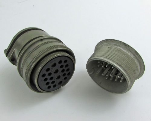 Connector mated pair w/ 22 solder contacts size 28 &amp; shell hermetic receptacle for sale
