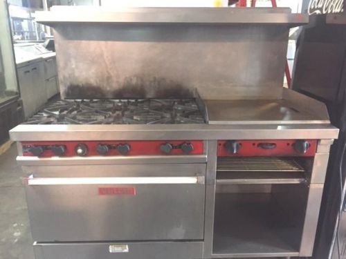 Vulcan 6 burner with a 2&#034; Flat grill and oven