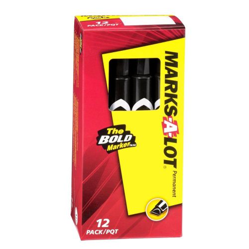Marks-a-lot large chisel tip permanent marker, black, box of 12 (8888) new! for sale