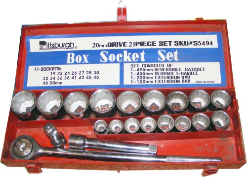 20mm- 3/4&#034; drive 20pc box 17 sockets set metric  reversible ratchet 2 extensions for sale