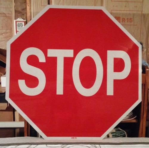 DIAMOND GRADE HIGH INTENSITY  STOP SIGN, 36 in. X 36 in. WHT / RED.. NEW