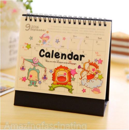 2017 Lions Cartoon Animal Desktop Calendar Flip Stand Office Schedule Planner