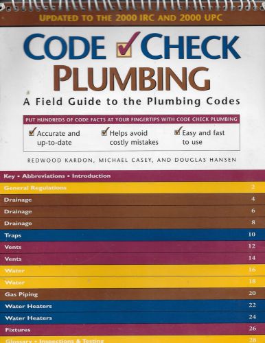 Plumbing Code Book Check Plastic Coated Quick Reference Guide Chart Waterproof