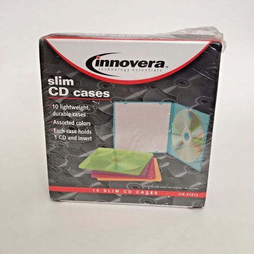 Innovera CD DVD 10 Cases Slim Colors Pink Purple Blue Green Orange IVR819
