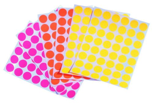 Neon Color Coding Dot Labels 3/4&#034; Circle Fluorescent Small Stickers 0.69 Inch