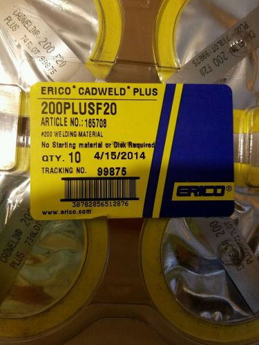 ERICO CADWELD PLUS WELD METAL 200PLUSF20 4/15/14 lOT OF 10 NEW