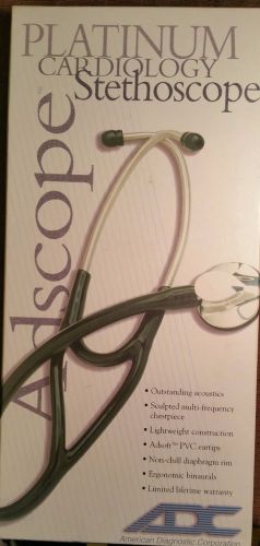 PLATINUM CARDIOLOGY STETHOSCOPE ADC BLACK IN BOX  w/ ACCESSORY BOX &amp; BOOKLET