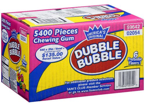Dubble Bubble Chewing Gum, 5400 Pieces (6 Fruitastic Flavors)