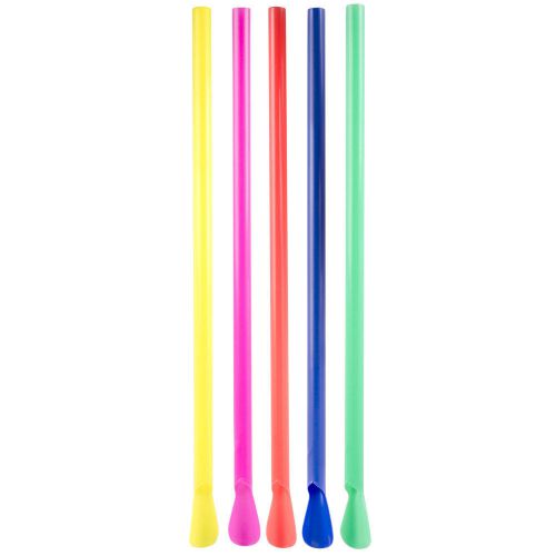 8&#034; Super Jumbo Boldly-Colored Unwrapped Spoon Straw - 10000/Case