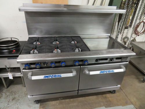 Imperial ir6-g24t-r 6 burner, 24&#034; thermostatic griddle, 2 ovens, 60&#034; refurbished for sale