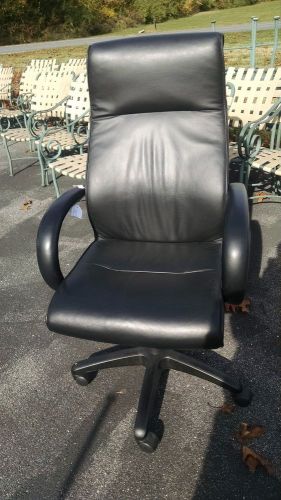 24 VIA Black Top Grain Leather Conference Chairs