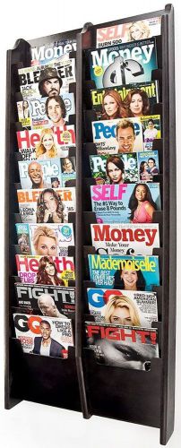 Displays2go Large Wall Mount Magazine Rack, 20-Pocket for Magazines, Waiting Roo