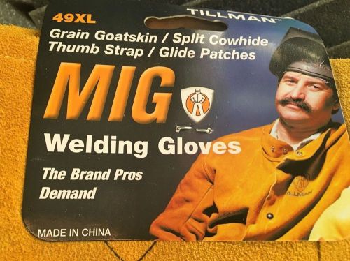 Mig welding gloves 49xl grain goatskin split cowhide thumb strap tillman for sale