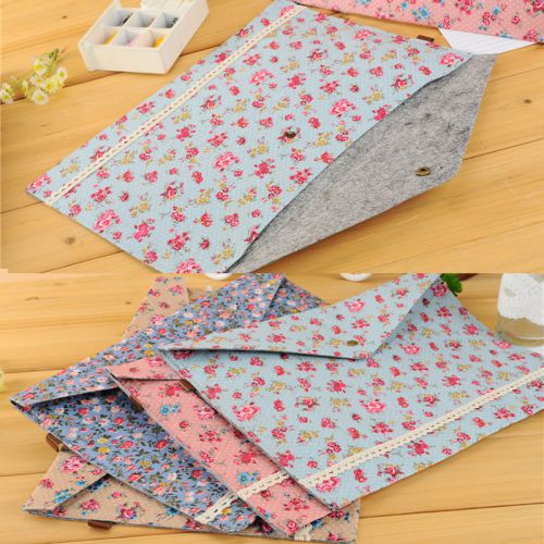 A4 Floral Bags File Document Pouch Bills Folder Card Holder Organizer Fastener