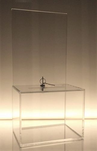 Dazzling displays clear medium-sized acrylic donation box with cam lock and (2) for sale