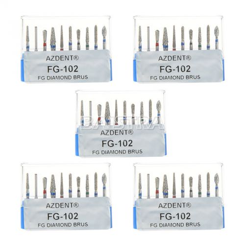 5 Kits Dental Diamond Bur FG-102 Preparation Polisher for Posterior/Molar Teeth
