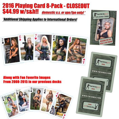 Tactical girls calendar playing cards from 2016 - 8 pack closeout $44.99 w/s&amp;h for sale