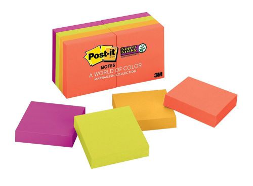 Post-it Super Sticky Notes 2 in x 2 in Marrakesh Collection 8 Pads/Pack (622-...