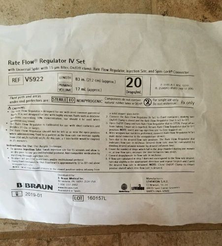 V5922 braun rate flow regulator iv set with micron filter lot of 10 for sale