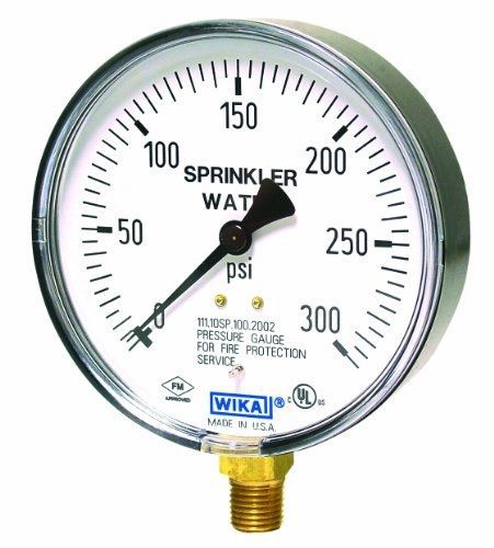 Wika 4233761 commercial sprinkler pressure gauge, dry-filled, copper alloy for sale