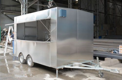 3.5m stainless steel concession stand trailer kitchen &amp;3 fryers shipped by sea for sale