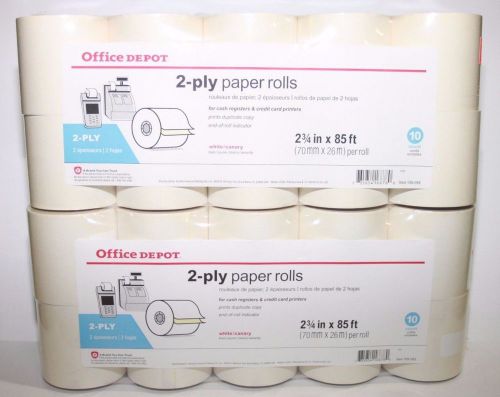 Cash Register Paper Rolls 2-ply white/ Canary 2-3/4&#034; x 85&#039; 20 Rolls Credit Card