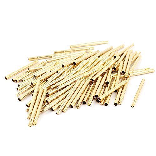 100 Pcs R125-4S 2.36mm Dia Testing Probe Pin Receptacles Gold Tone