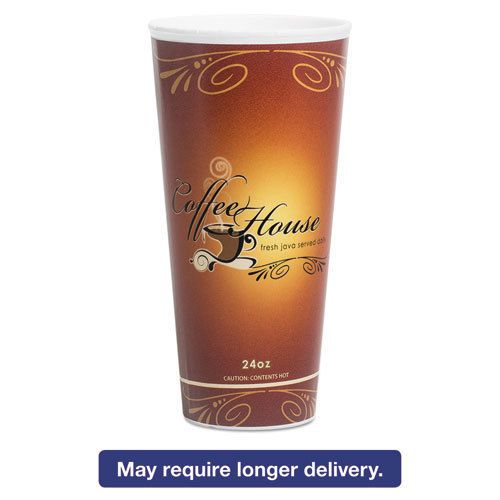 &#034;Marquee Coffee House Paper Wrapped Cups, Foam, 24 Oz, Maroon, 300/carton&#034;
