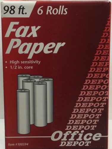 Office Depot 100594 Fax Paper 98&#039; 6 Rolls High Sensitivity 1/2&#034; Core