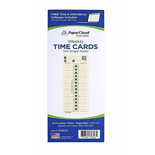 PaperCloud Time Cards, Weekly 1-Sided, compares with 1259, M-33, 10-800292, 3.5