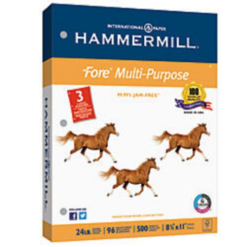 Hammermill(R) Fore Multipurpose Paper, 3-Hole Punched, 8 1/2in. x 11in