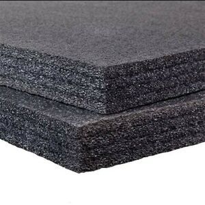 3 Sheets - 12&#034; x 12&#034; x 2&#034; BLACK POLYETHYLENE PLANK FOAM 1.7pcf PE