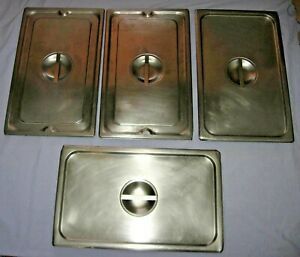 Lot 4-pc STEAM TABLE Pan LIDS FULL SIZE Stainless Steel Restaurant Food Service