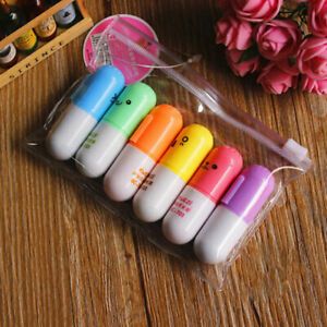 6pcs/pack Portable Highlighter Pens Student Gifts Smiling Face School Office