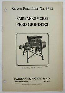 Fairbanks Morse Hit Miss Engine Feed Grinder Equipment Catalog Price List 1924