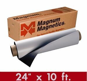 Magnum Mag 24&#034; x 10 Ft ROLL 30 Mil. White Magnetic Sign Sheet Cars