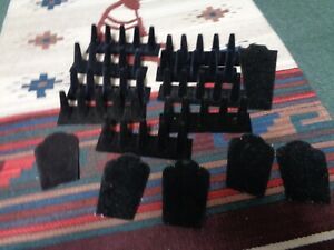 Set of 9 Black Velvet Ring Displays With 6 Necklace Displays