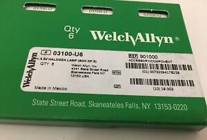 WELCH ALLYN Otoscopes BULB #03100 U 3.5V,  New Box 6 Each in Genuine Sealed