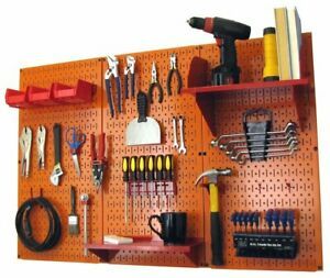 4FT METAL PEGBOARD STANDARD TOOL STORAGE KIT - ORANGE TOOLBOARD WITH HOOKS