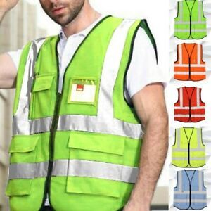 Hi Vis Safety Vest Reflective Driving Jacket Night Security Waistcoat Work Coat