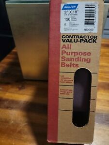 Norton ProSand 3&#034;x18&#034; Contracter All Purpose Sanding Belts 120 Fine Grit 5 Pack