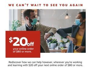 STAPLES $20 off $80 or more Online ONLY EXPIRE 07-10-21 FAST DELIVERY NOT 25 $25